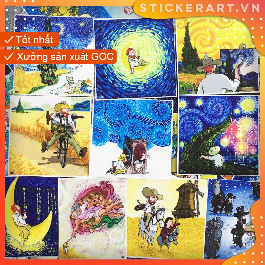 [ART–VAN GOGH #2] 101 Sticker chống nước/ dán laptop vali xe mũ bảo hiểm nhà cửa ...