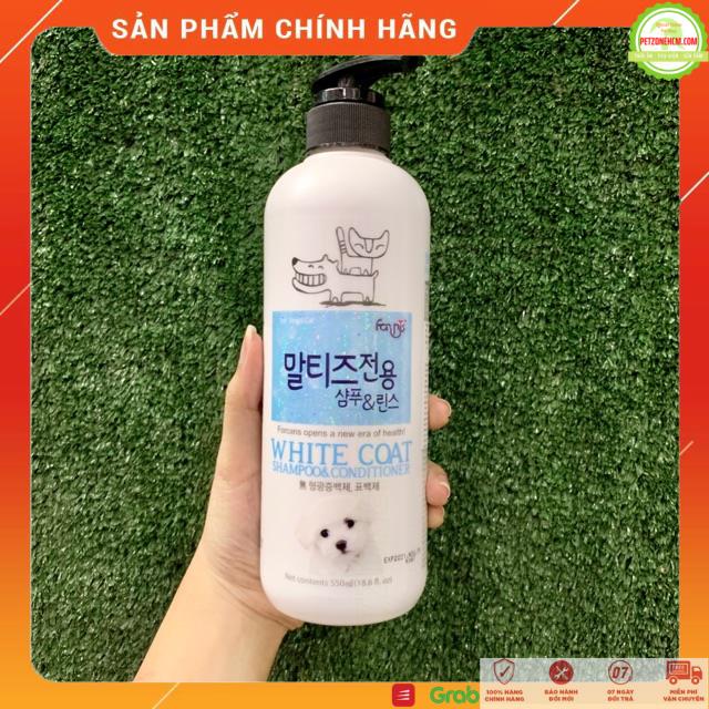 Sữa tắm cho chó lông trăng ForCans ⚜ FREESHIP ⚜ White Coat Forbis 550ml - Dầu gội và xả dành cho chó lông trắng