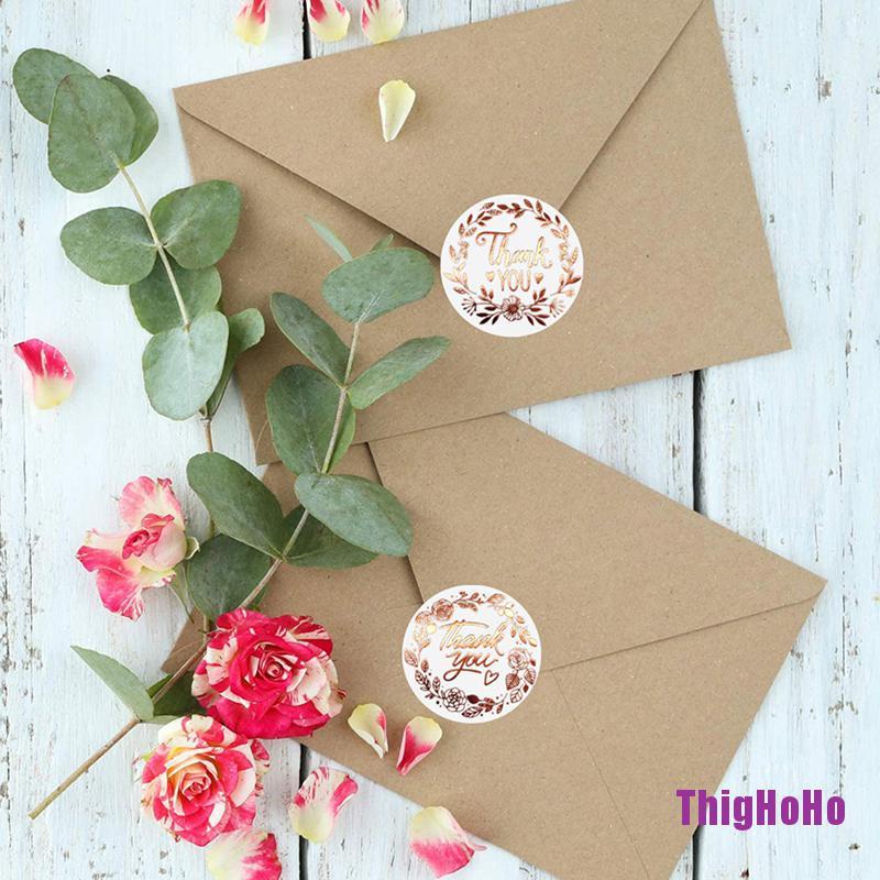 Cuộn Sticker Lá Vàng Hình Chữ Thank You 1.5inch Dùng Trang Trí Phong Bì