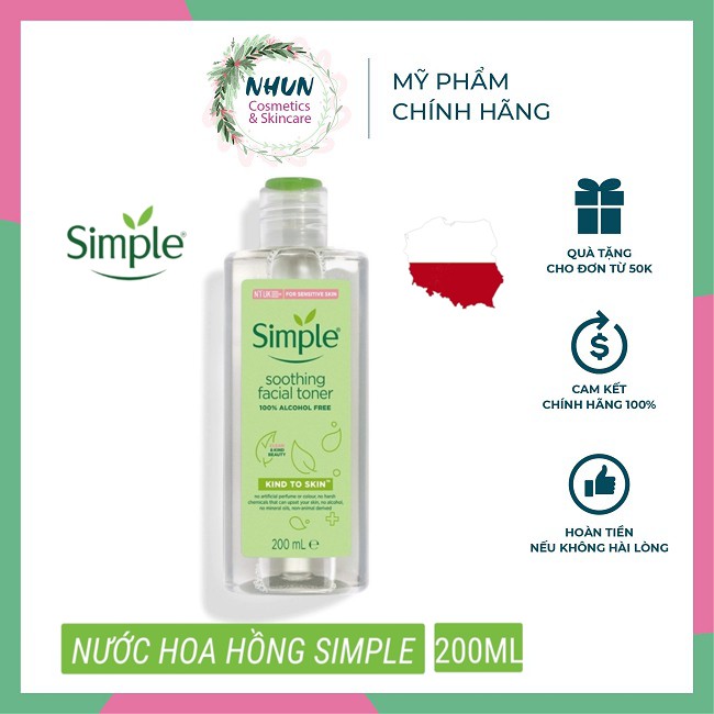 (Mẫu mới) Nước Hoa Hồng Simple Kind-To-Skin Soothing Facial Toner ( Nhungshika)