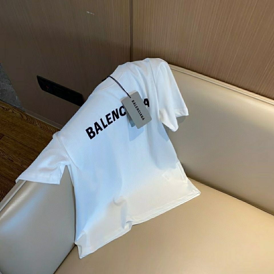 Áo Thun Cotton Ngắn Tay In Chữ BALENCIAGA Cá Tính Thời Trang Cho Nam Nữ