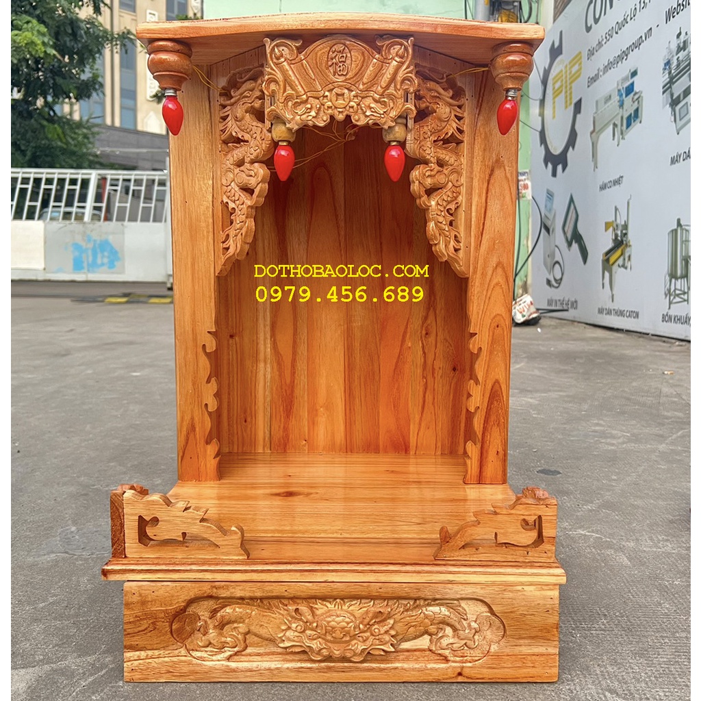 Bàn thờ Thần tài Thổ Địa gỗ xoan ngang 40 – vàng