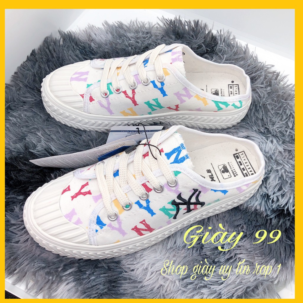 Giày Sneaker Nữ Sục Đạp Gót n,Y Trắng Họa Tiết Cao Cấp- Giày 99 | BigBuy360 - bigbuy360.vn