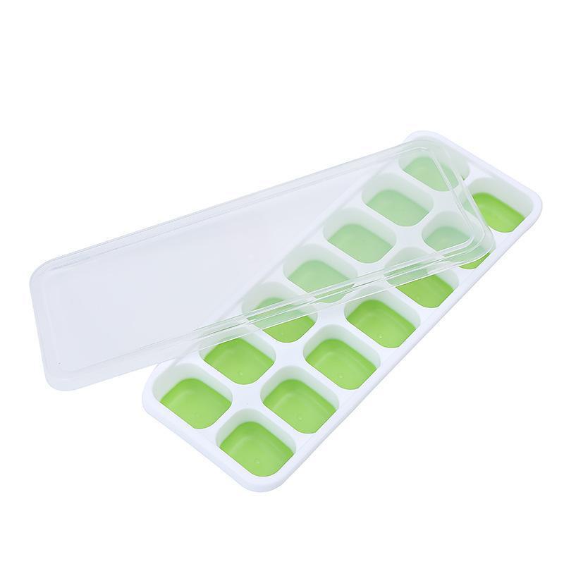Khay Đá Silicon Có Nắp Đậy 14 Viên, Khay Đựng Đá Tủ Lạnh, Làm Đá Thạch Kem Bảo Quản Ngăn Mùi Tuyệt Đối
