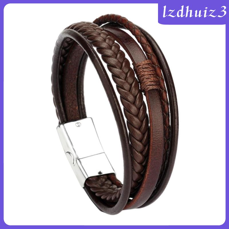 Vòng Đeo Tay Dây Da PU Bện lzdhuiz3 Dành Cho Nam