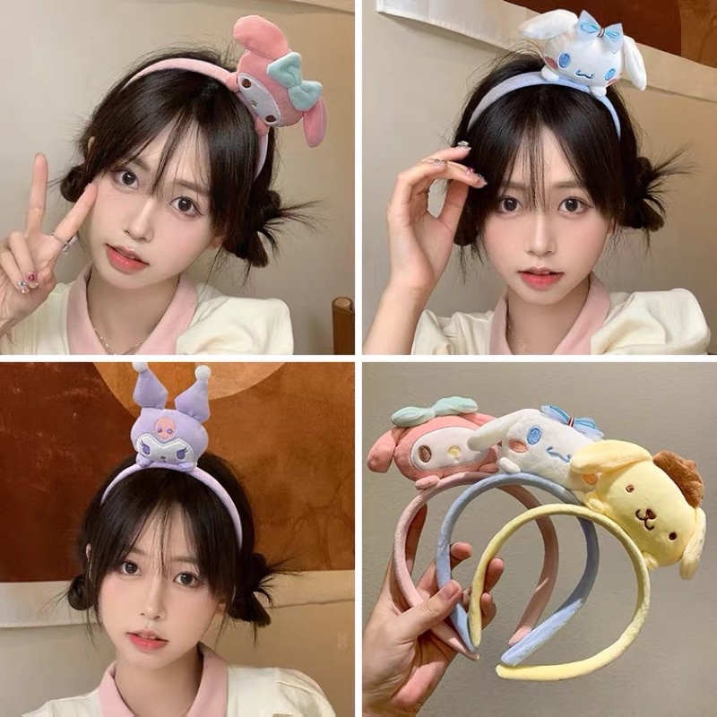 🌺Băng Đô Cài Tóc Hoạt Hình Cinnamoroll Cún Melody Nhồi Bông Ba Chiều Phụ Kiện Chụp Ảnh Rửa Mặt