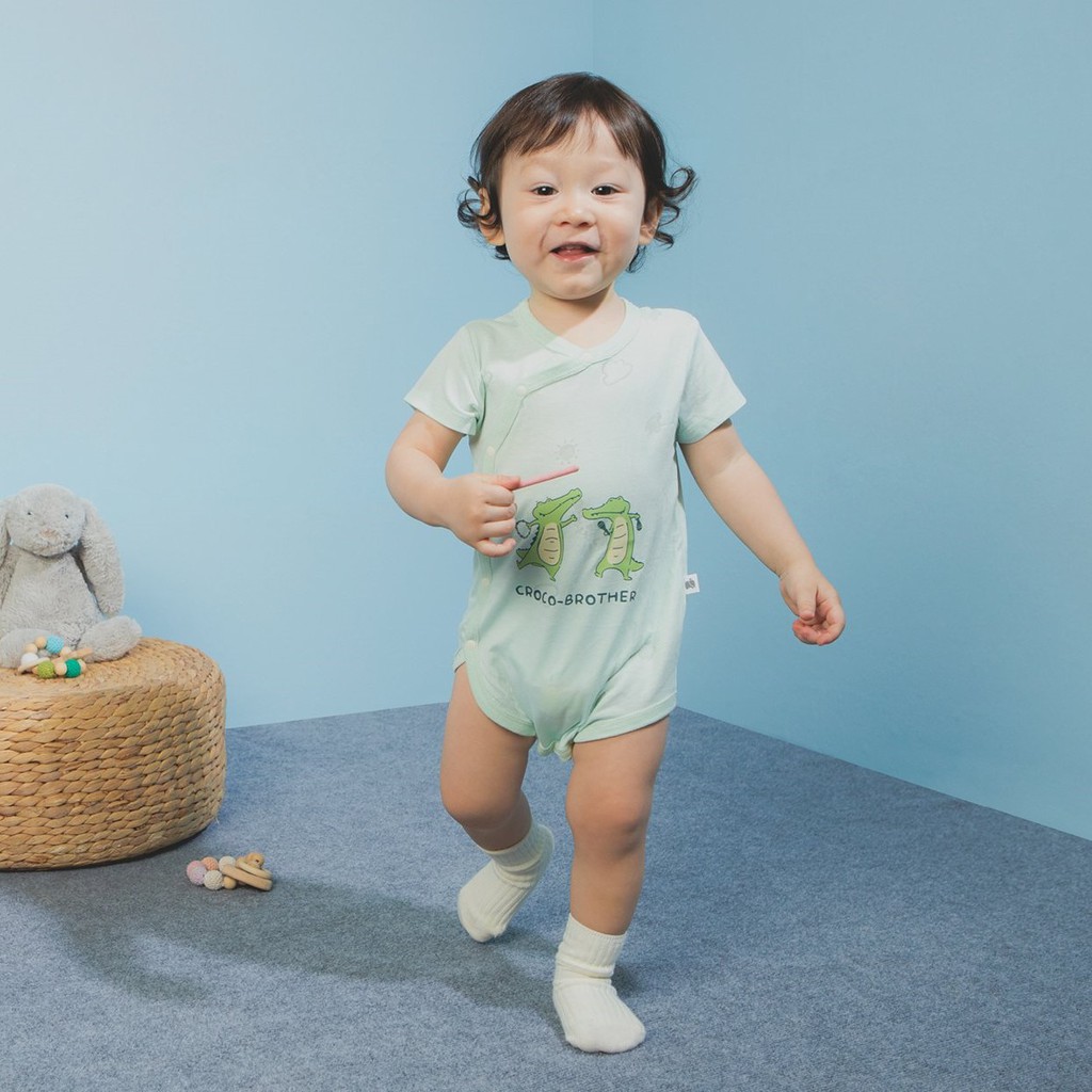 Bodychip cộc cúc chéo Lake xanh, quần áo trẻ em, phụ kiện, đồ sơ sinh hãng Chaang chất liệu cotton an toàn cho bé