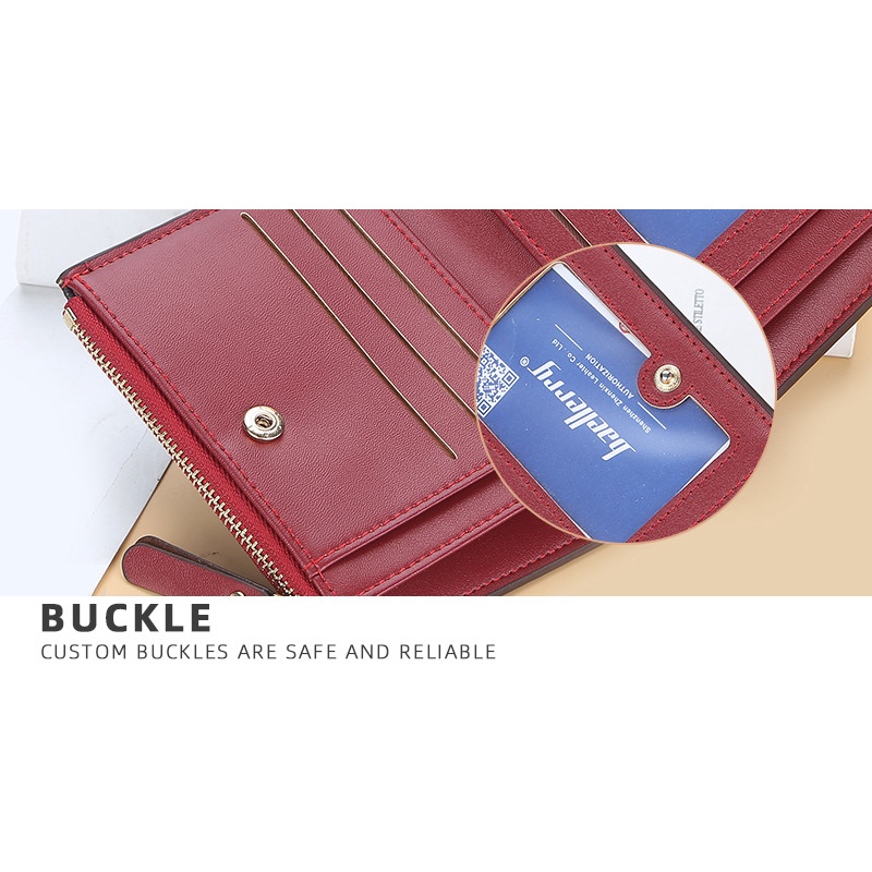 Baellerry Ví Da Ngắn Có Khóa Kéo Hai Màu In Chữ Thời Trang Cho Nữ