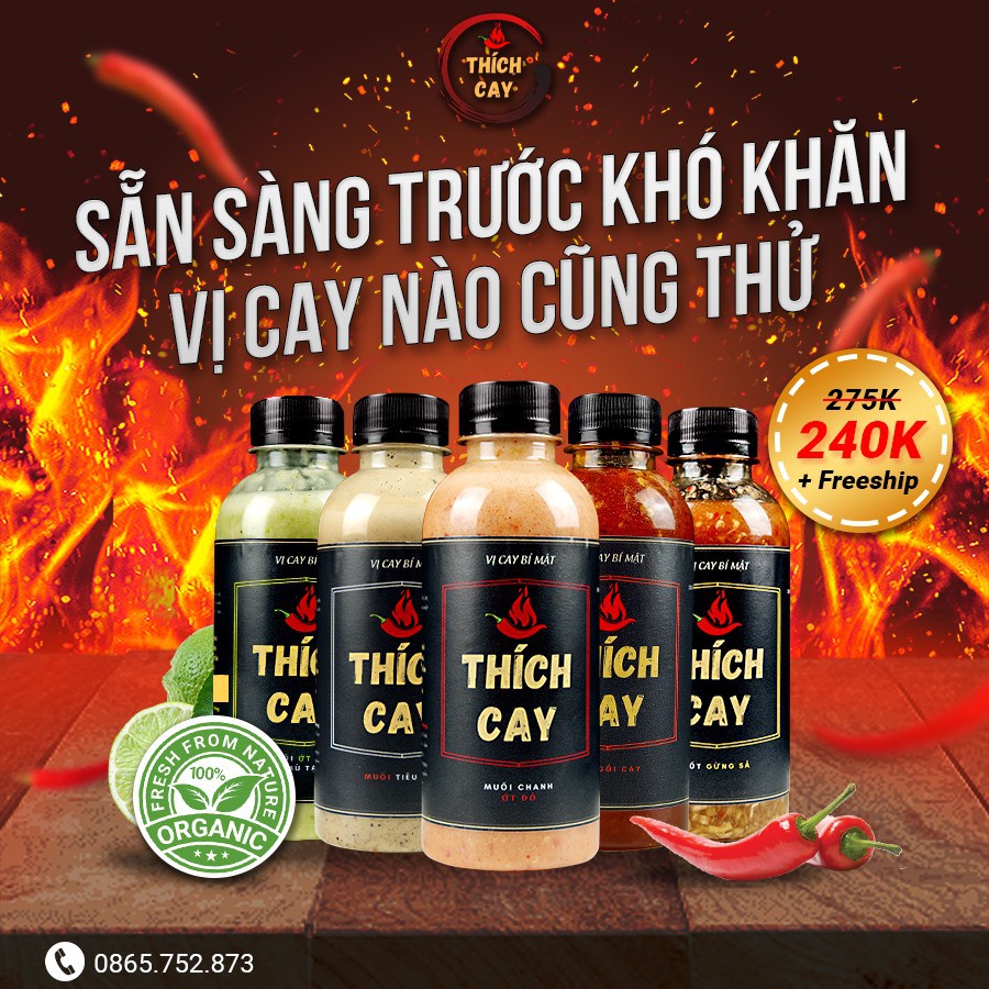 Nước chấm đủ vị x 5 chai 250ml Thích Cay Fresh Sauce, vị truyền thống, cách tân tiện dụng