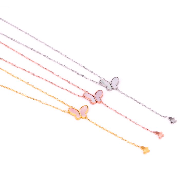 Dây chuyền nữ titan bướm lớn rớt cách điệu bướm nhỏ siêu đẹp, bền màu, chuẩn thời trang