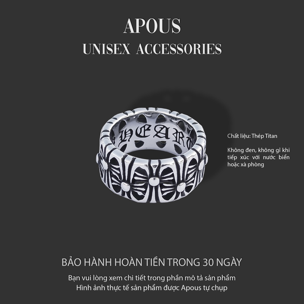 Nhẫn nam nữ Chrome Heart Style N007 - Thép Titan - Phụ kiện trang sức Unisex Apous