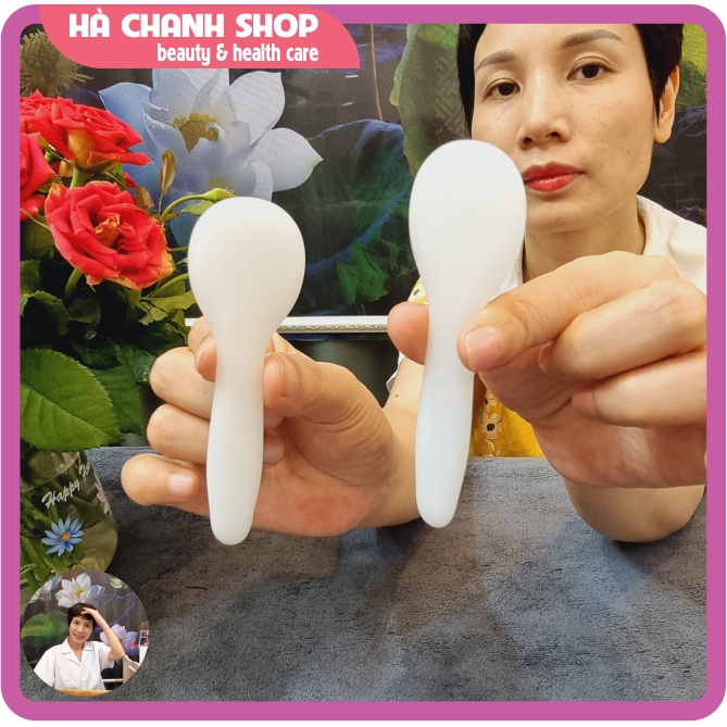 Miếng Cạo Massage Hình Thìa Bằng Đá Trắng Đẹp Ấn Huyệt Mặt Mắt Dụng Cụ Spa Dưỡng Sinh Chăm Sóc Da Mặt