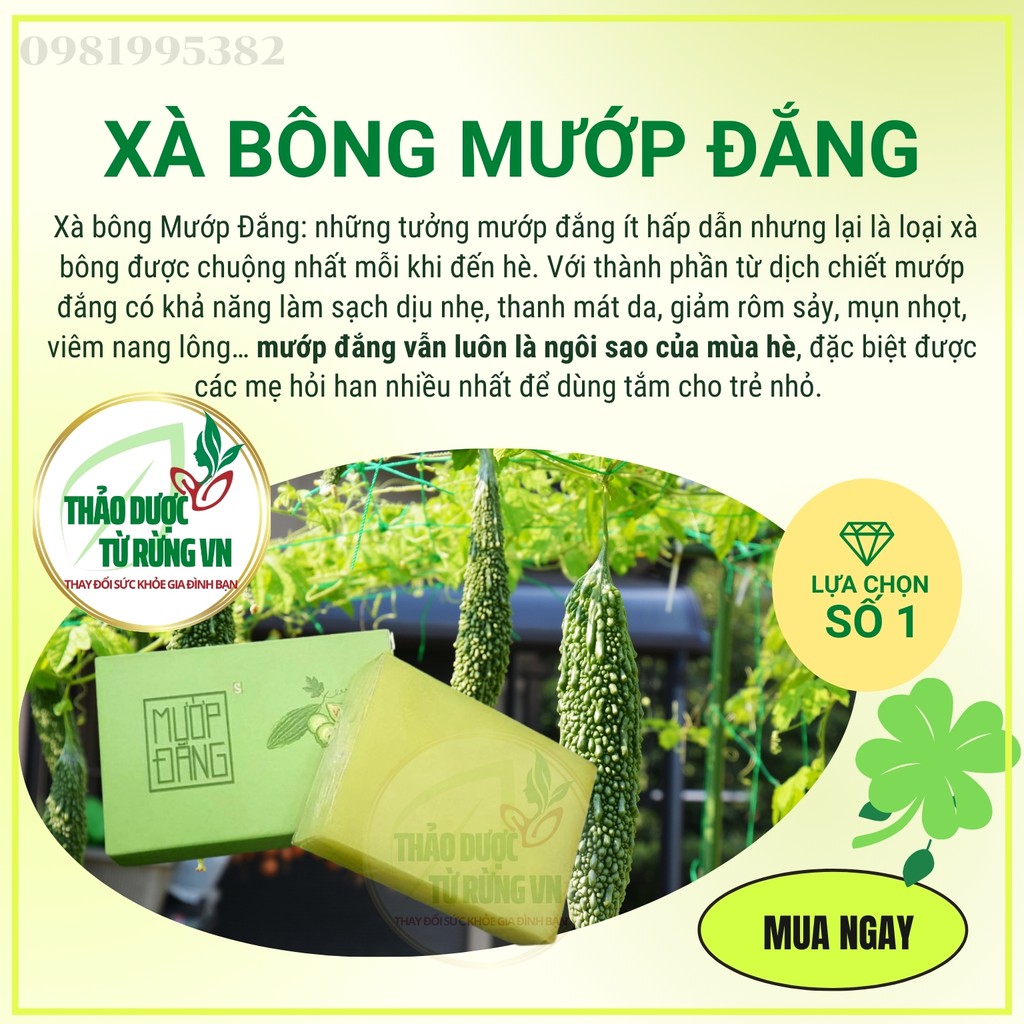 Xà Bông Mướp Đắng Sinh Dược [TẶNG TÚI LƯỚI] Xà Bông Handmade An Toàn Từ Khổ Qua Tinh Dầu Thiên Nhiên 100g