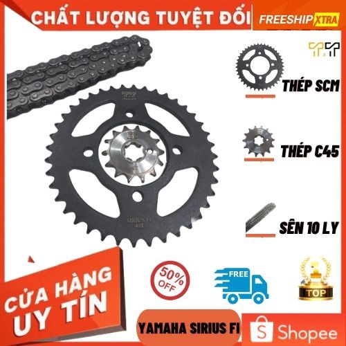 Nhông sên dĩa Sirius Fi - màu đen nhám, thông số 40T-14T, xuất xứ Thái Lan, bảo hành 6 tháng