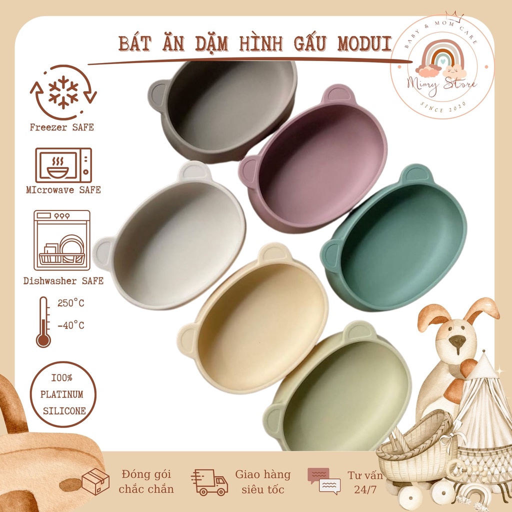 𝐁𝐋𝐔𝐄𝐌𝐀𝐌𝐀 Bát Gấu Cho Bé Ăn Dặm Chất Liệu Silicone