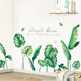 decal dán tường cao cấp cây lá xanh