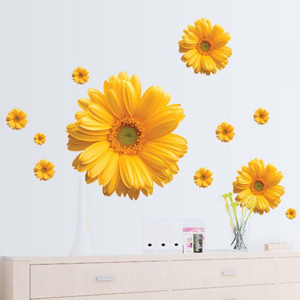 Sticker Dán Tường Họa Tiết Hoa 3D Lãng Mạn Dùng Trang Trí Phòng Khách