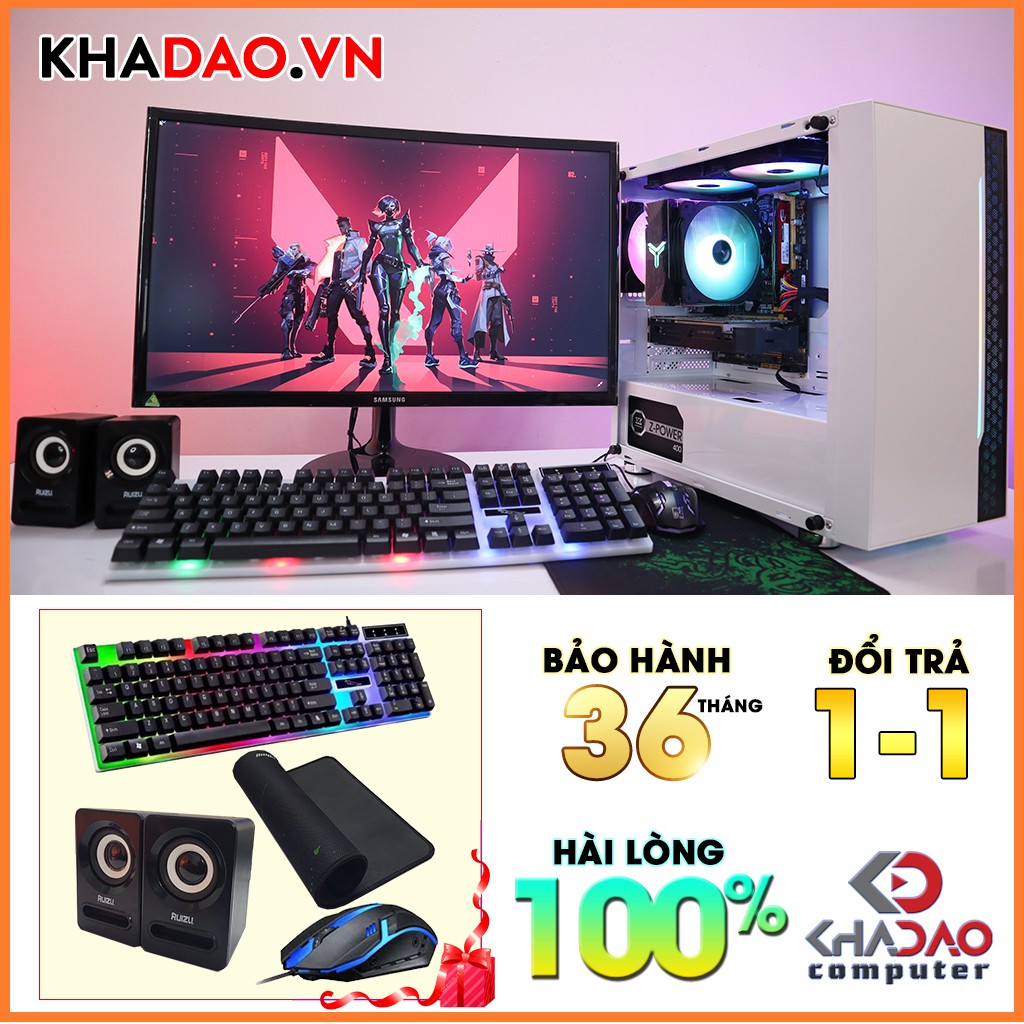Máy tính chơi game Core I5 + màn hình 24'' Full HD CSGO, PUBG, FiFa 4, Dota 2| BH 36 tháng, tặng phím chuột, pad, loa