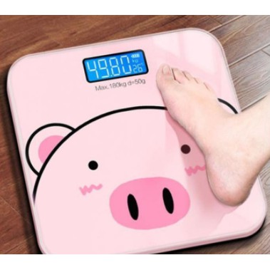 Cân điện tử PIGGY đáng yêu 180KG, cân sức khỏe có mặt kính cường lực và chế độ tiết kiệm pin