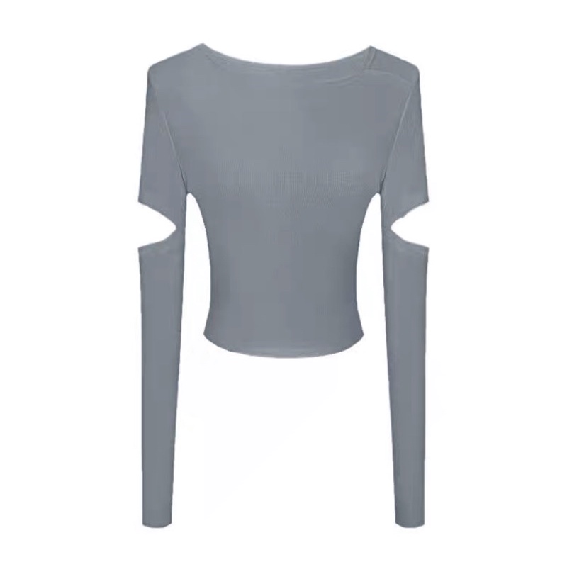 Áo Thun Trơn Dài Tay Cổ Chéo Cách Điệu