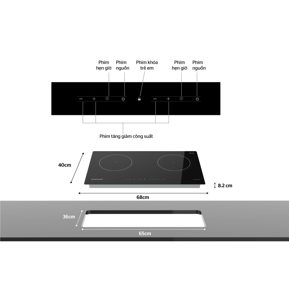BẾP ĐÔI ĐIỆN TỪ SUNHOUSE SHB9122MT ( Hàng chính hãng)