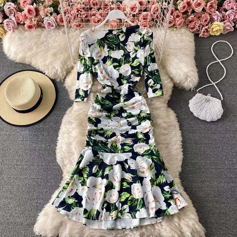 [Order]-Váy hoa đuôi cá tay lỡ nữ có cách điệu ngực | BigBuy360 - bigbuy360.vn