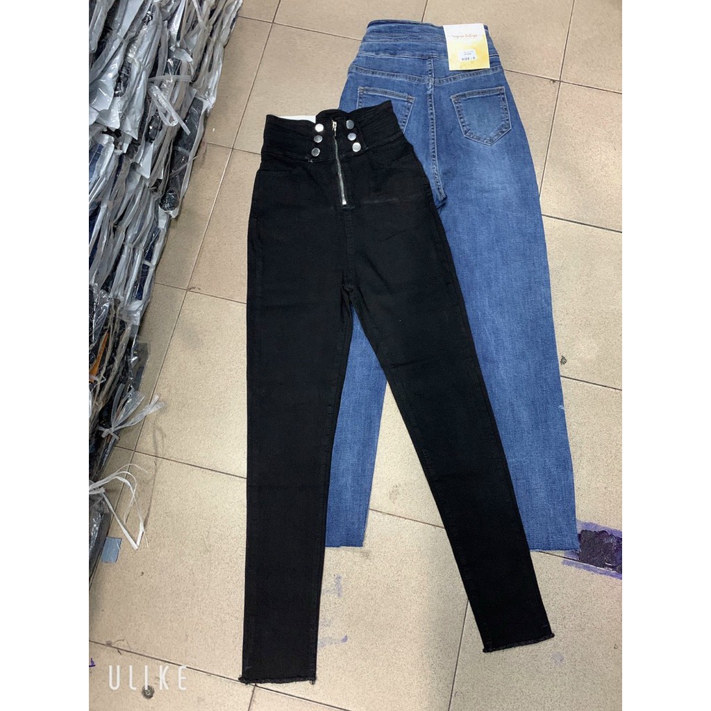 [VIDEO FREESHIP ] QUẦN SKINNY JEAN NỮ GIÃN LƯNG CAO MÀU XANH MÀU ĐEN DÂY KÉO 6 NÚT CAO CẤP BABO SIÊU TRẺ TRUNG