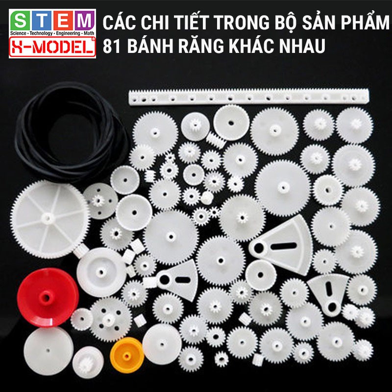 Đồ chơi thông minh, sáng tạo STEM Mô hình tự làm Bộ bánh răng nhựa 81 chi tiết X-MODEL ST17 [Giáo dục STEM, STEAM]