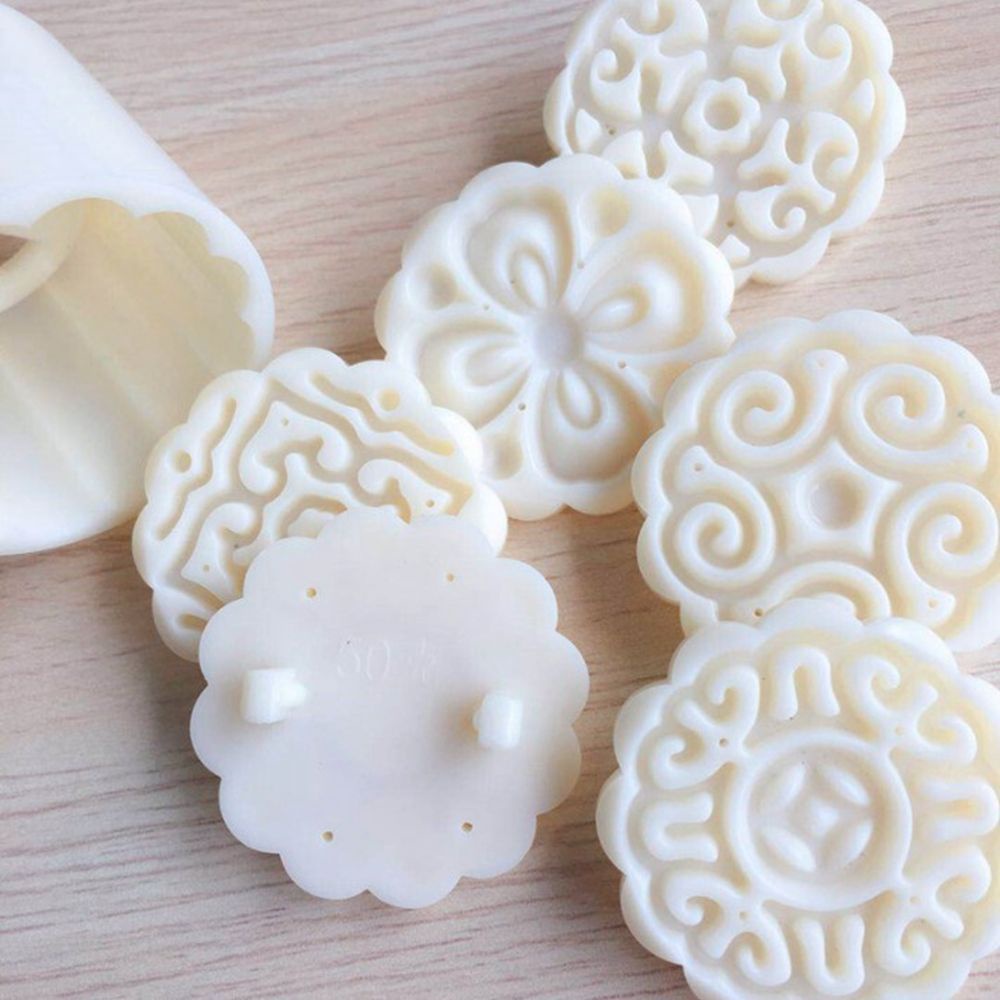 Set 7 Khuôn Nhấn Làm Bánh Trung Thu Diy Tiện Dụng