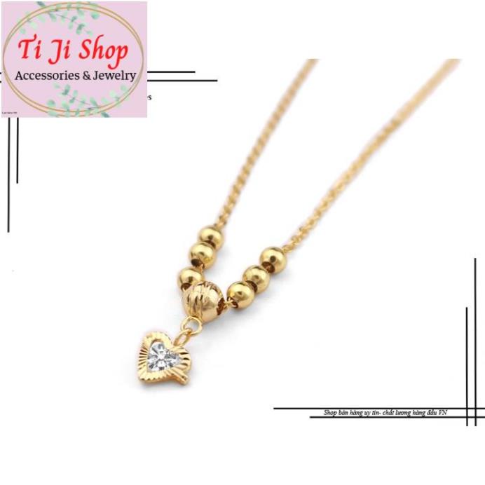 DÂY CHUYỀN NỮ INOX KIỂU TRÁI TIM MẠ VÀNG CÁCH ĐIỆU BI - siêu đẹp,