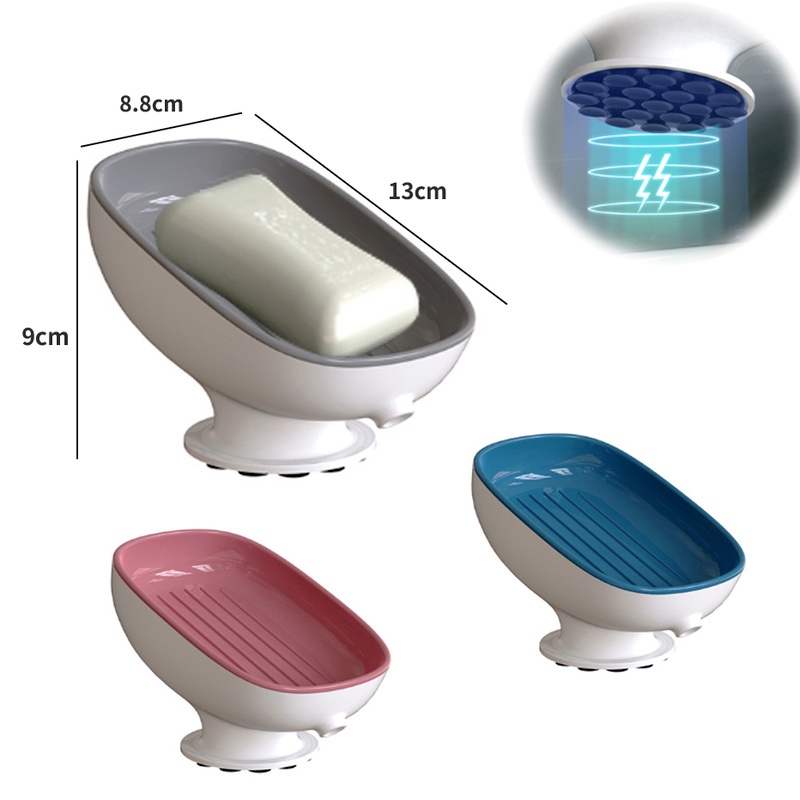 Khay Đựng Xà Phòng Hai Tầng Ráo Nước Có Giác Hút Mạnh Thời Trang Cho Nhà Bếp Nhà Tắm