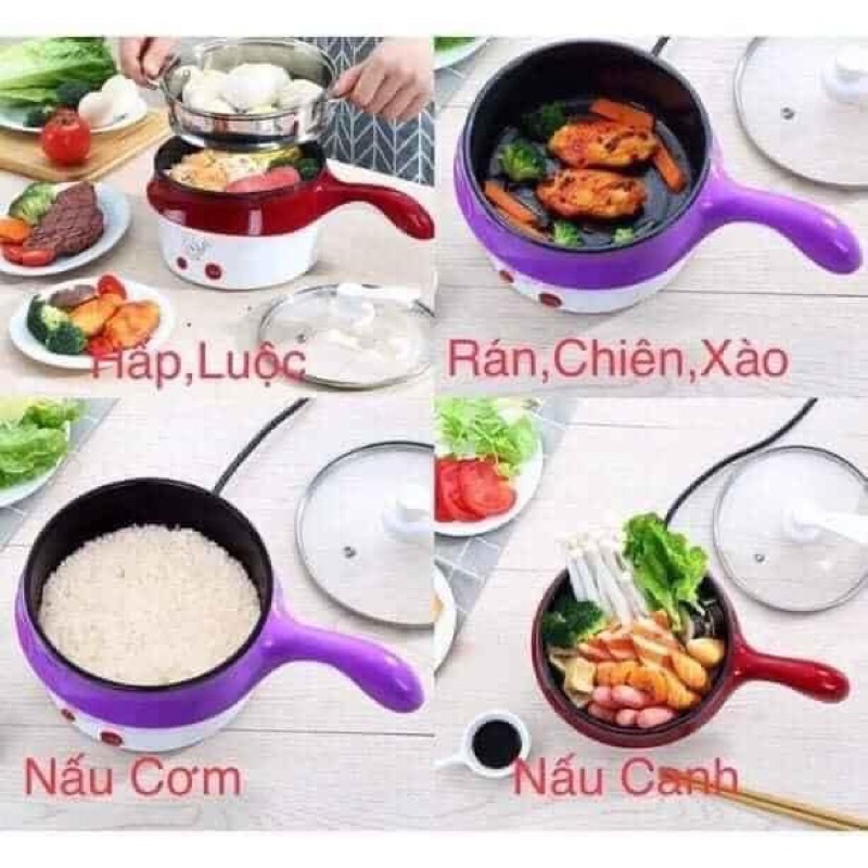 [FREESHIP] Nồi lẩu đa năng mini 2 tầng kèm xửng hấp có tay cầm kiểu mới