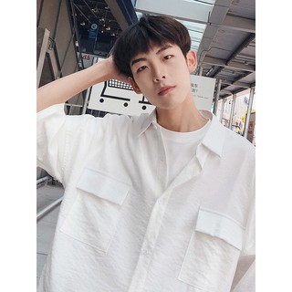 [ ORDER ] Áo  khoác sơ mi ulzzang tay lỡ họa tiết trơn