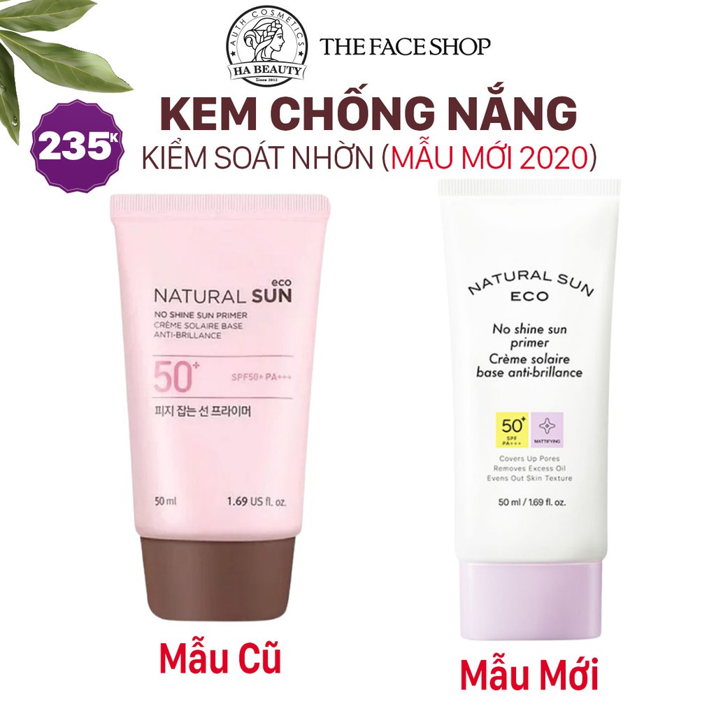 Kem chống nắng trang điểm nâng tone cho da dầu hỗn hợp The Face Shop Natural Sun Eco No Shine Sun Primer SPF50+PA++ 50ml