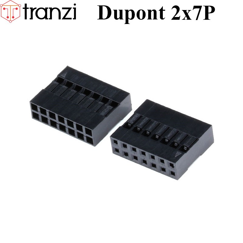 Vỏ header 2.54mm dupont 2x7P 14mm đen - túi 10 cái