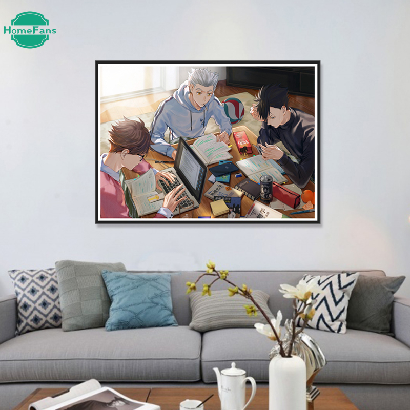 5D Full Round Drill DIY Diamond Haikyuu Picture Japanese Anime Wall Sticker Handmade Painting Home Decor 30*40cm