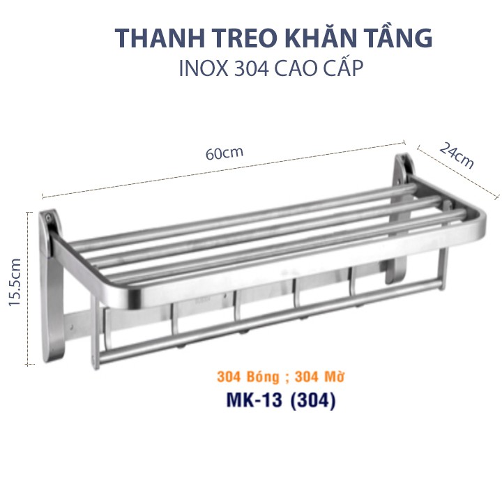 Giá treo khăn nhà tắm Inox 304 cao cấp có thể gấp gọn MK13 - Bảo hành 6 tháng