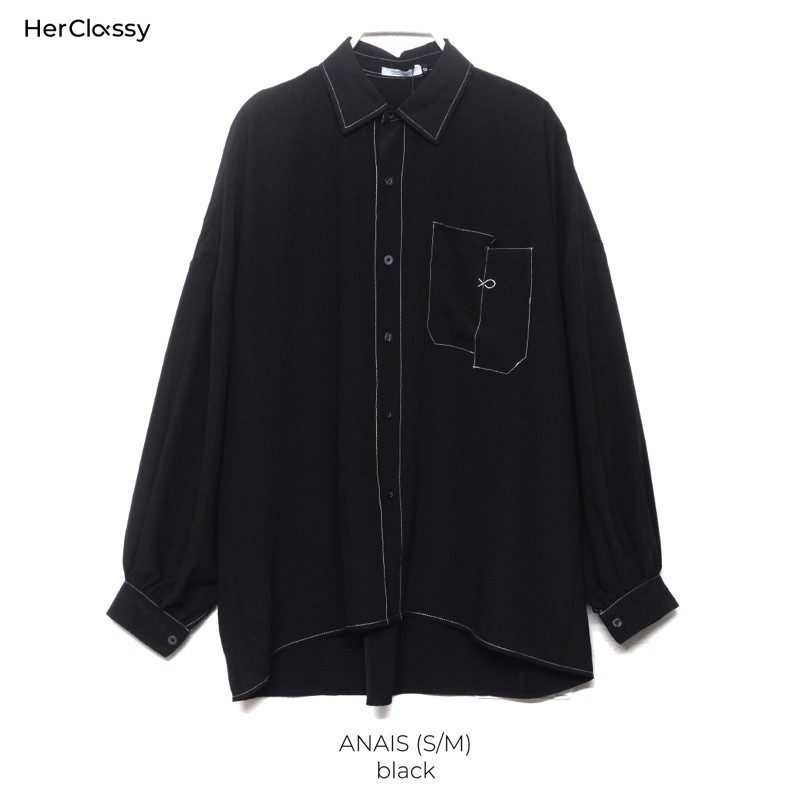 SƠ MI DÀI TAY OVERSIZED ANAIS (BLACK) - Designed by HerClassy
