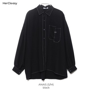 SƠ MI DÀI TAY OVERSIZED ANAIS (BLACK) - Designed by HerClassy
