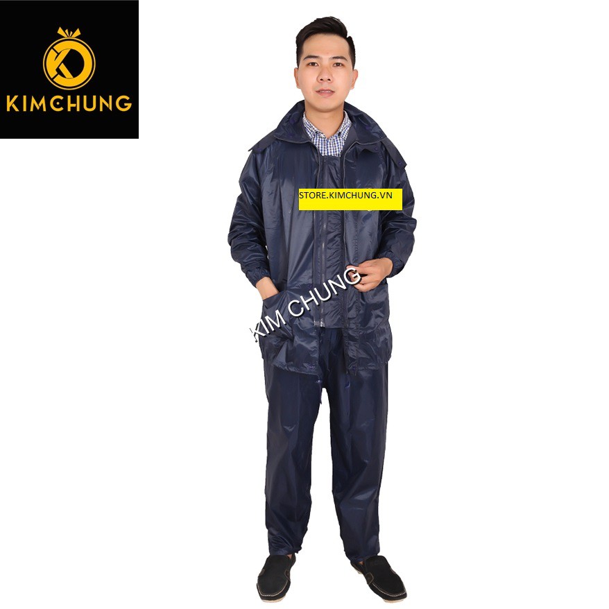 Bộ áo mưa vải dù cao cấp, Áo mưa bộ 2 khóa kéo siêu bền (Size 2XL, 3XL,4XL, 5XL)