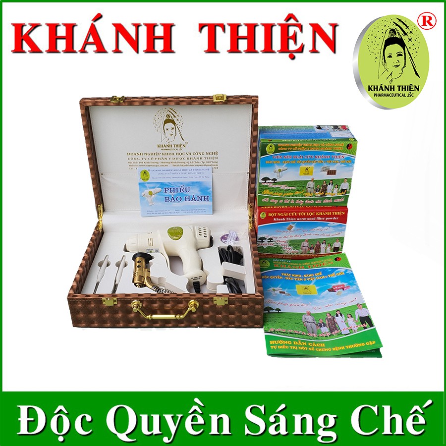 COMBO Máy Cứu Ngải Khánh Thiện (hộp gỗ cắm điện trực tiếp), 1 thuốc viên, 1 thuốc bột- Xoá bỏ nỗi lo xương khớp