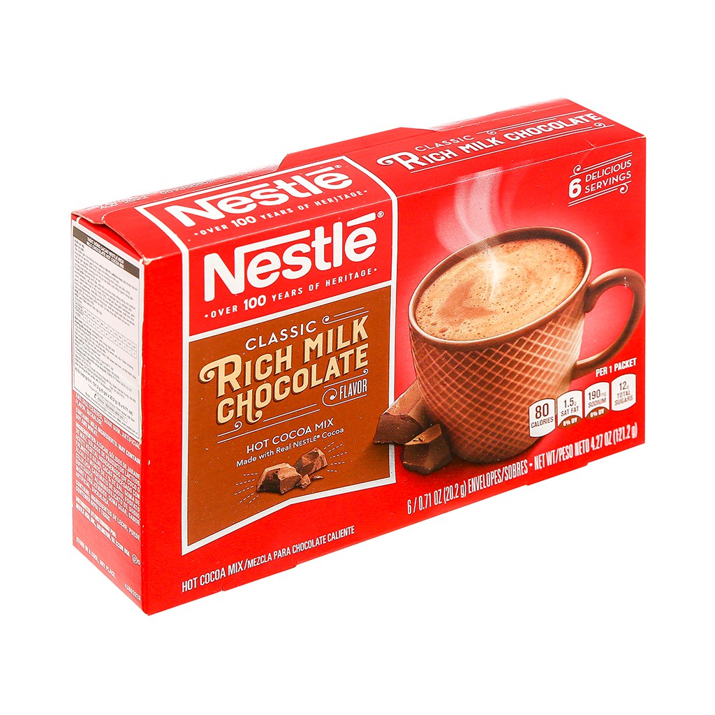 [Mã GROADO1 giảm 10K đơn 50K] Nestle Rich Milk Chocolate - Bột Cacao Nestle Rich Milk Chocolate Hot Cocoa Mix hộp 121.2g