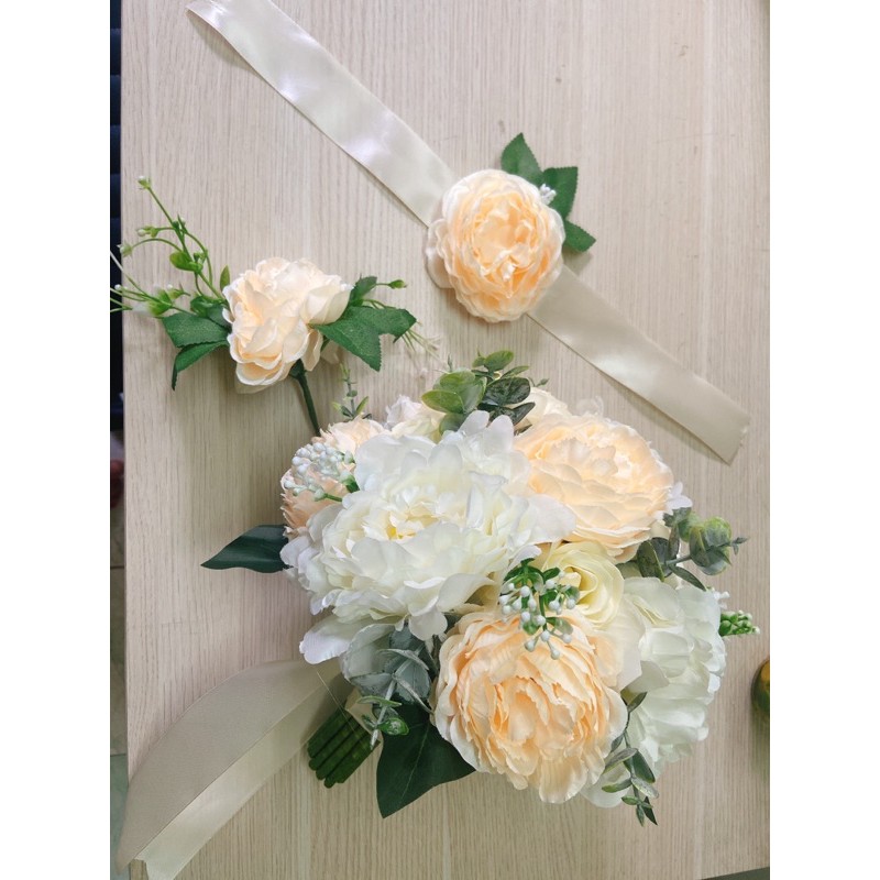 Set hoa cưới mẫu đơn và vòng hoa