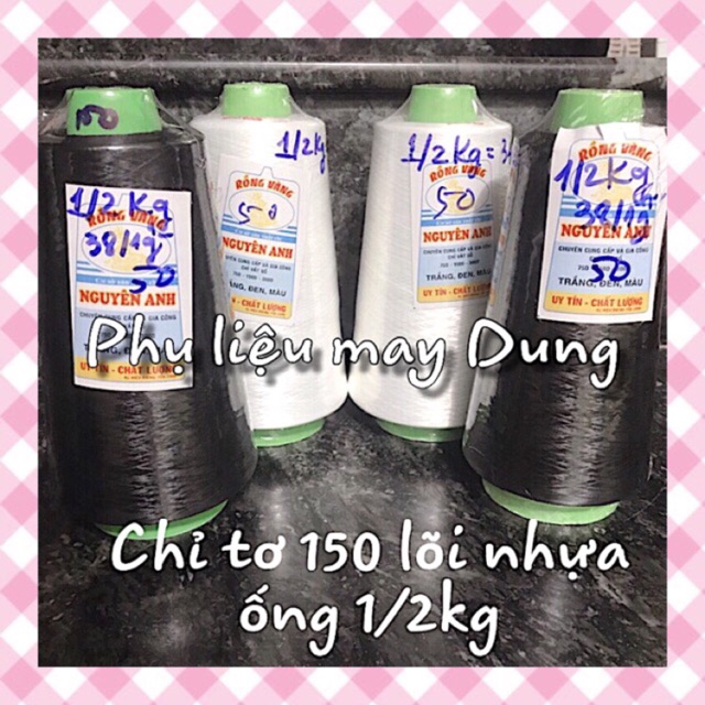 Chỉ tơ vắt sổ lõi nhựa ống 500gr chỉ 150