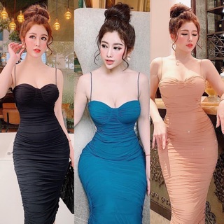 Đầm body cúp nhúng 2 dây