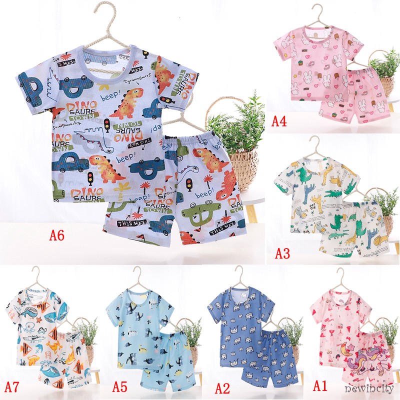 Set Áo Thun Tay Ngắn &amp; Quần Short Cho Bé Trai &amp; Gái