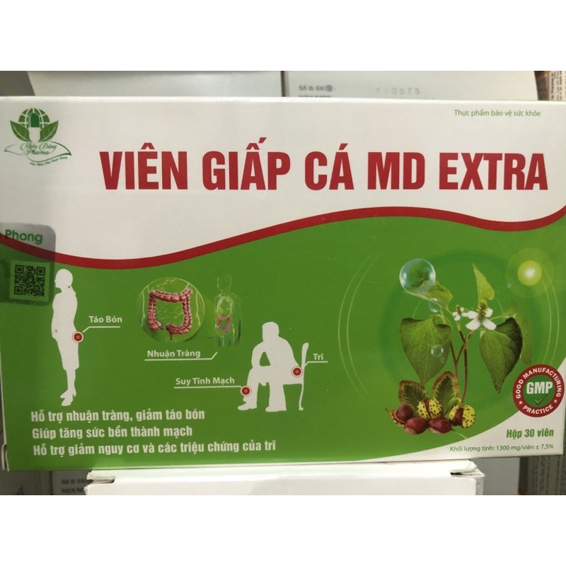 Viên giấp cá md extra (nhuận tràng, giảm táo bón, giúp tăng sức bền thành mạch, giảm nguy cơ và các triệu chứng của trĩ)