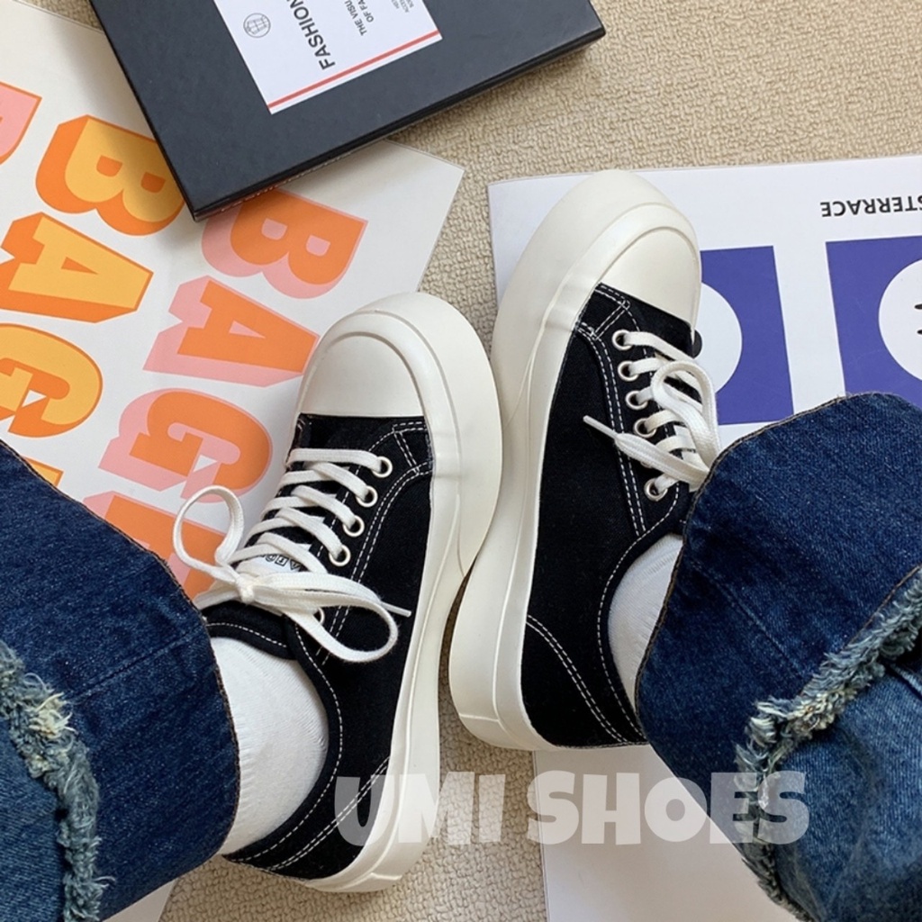 Giày thể thao nữ độn đế 4cm bánh mỳ basic vải canvas bata mới hot phong cách retro ulzzang đẹp cá tính đẹp