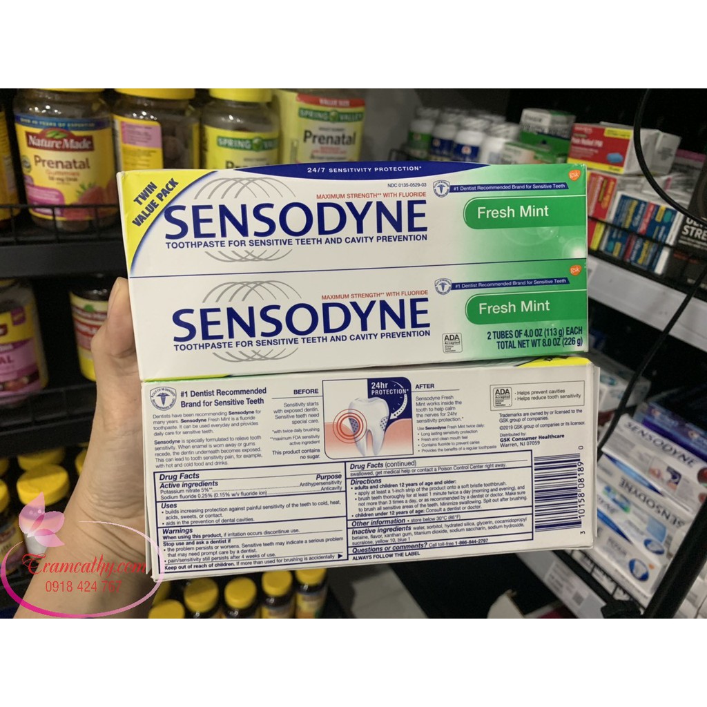 [Hàng usa] kem đánh răng chống ê buốt răng Sensodyne Fresh Mint 113 g