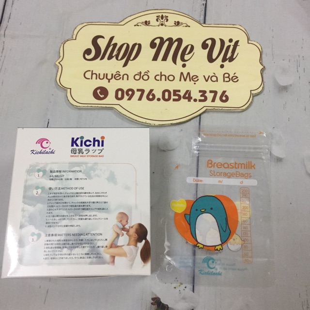 Hộp 50 túi trữ sữa 250ml Kichi mẫu mới